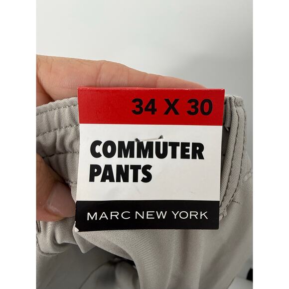 Marc New York Commuter Pants Men 34x30 (34x28) Gray Stretch Comfort Performance - Picture 9 of 10